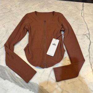 NWT Alo Yoga Ribbed Stardust Jacket in Chestnut Size S